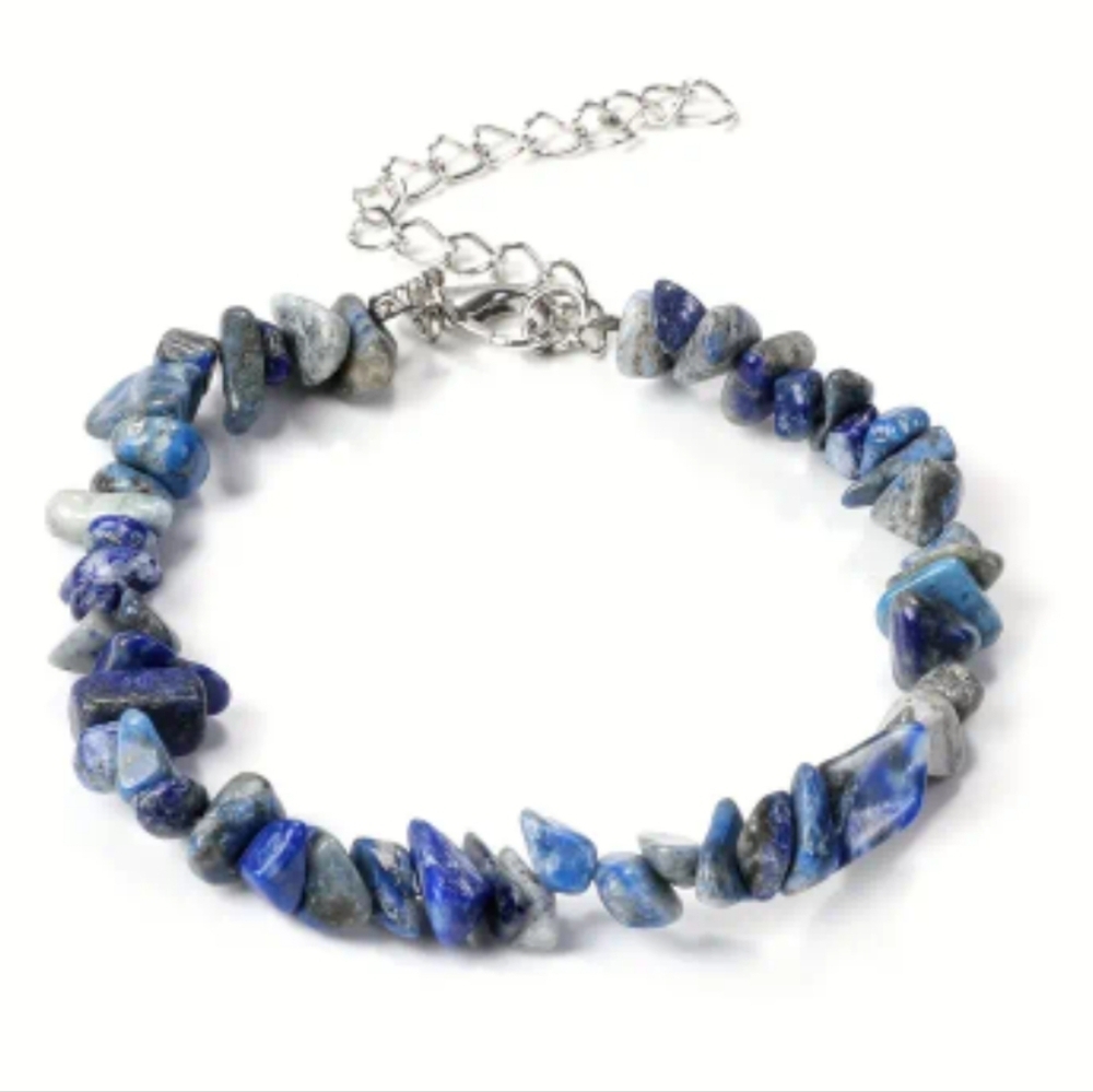Lapis Lazuli Natural Stone Crushed Beaded Bracelet
